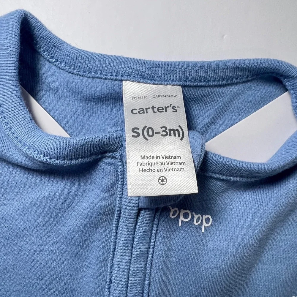 Carter's Blue Sleep Sack Baby 0-3m Mama Dada Sleeveless Wearable Blanket Cozy